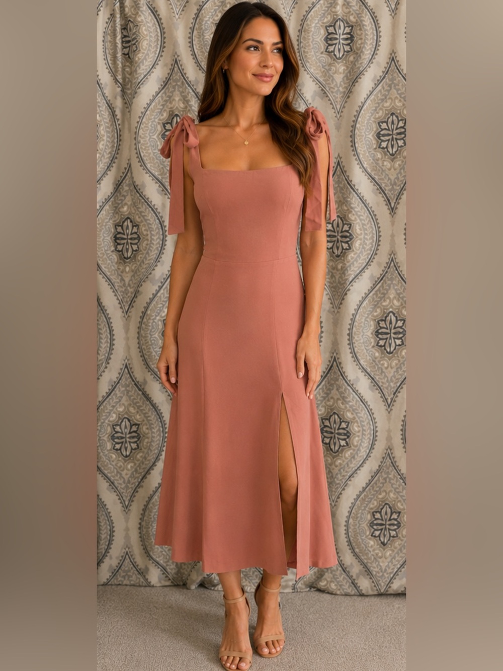 Reformation Praline Tie Strap Midi Dress Size 2 | 100% Viscose